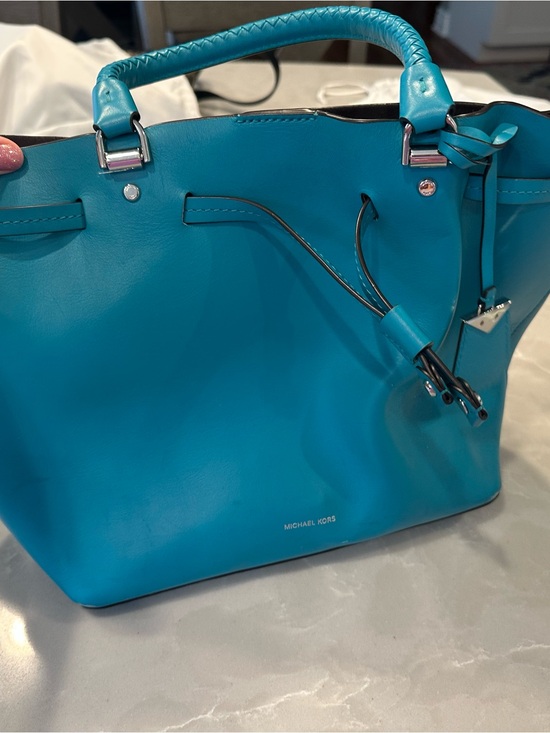 Michael Kors Handbags - Michael Kors Turquoise Leather Tote with Braided Handle